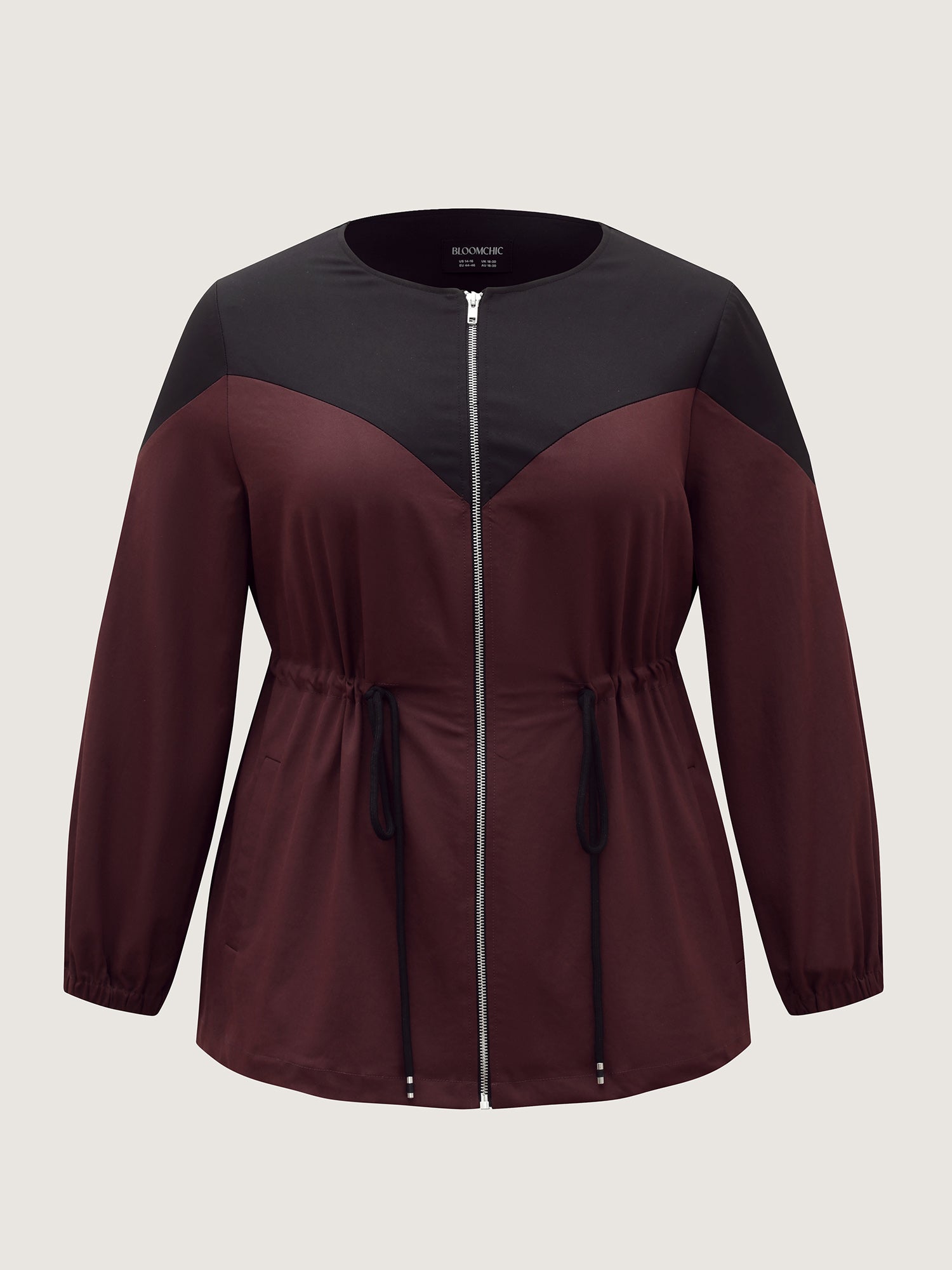 Color Contrast Zipper-Front Jacket