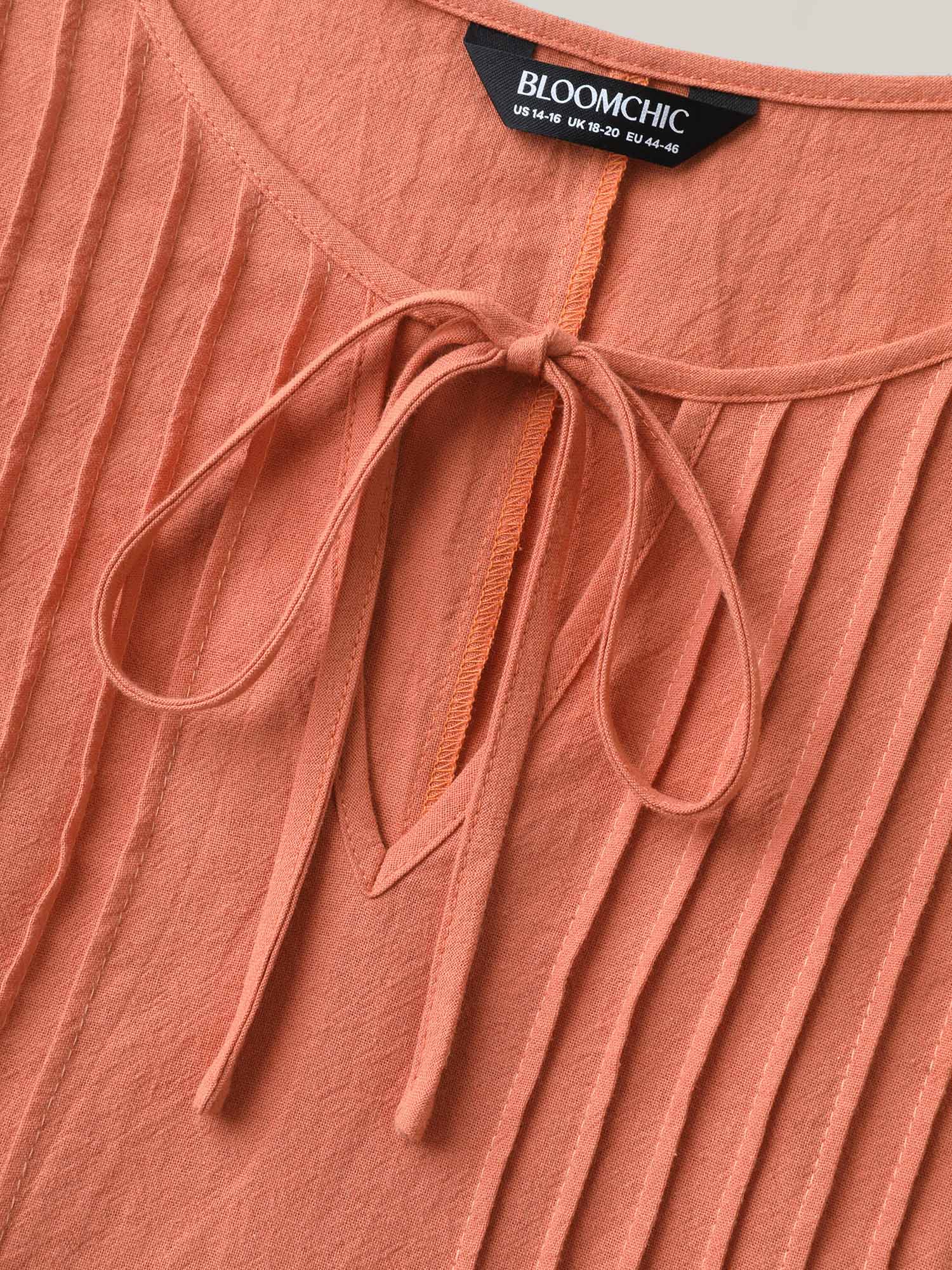 Cotton Toothpick Pleat Plain Midi Dress