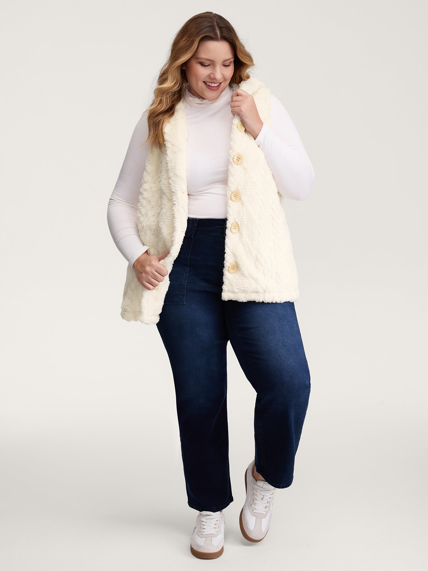 Textured Button-Down Hooded Vest