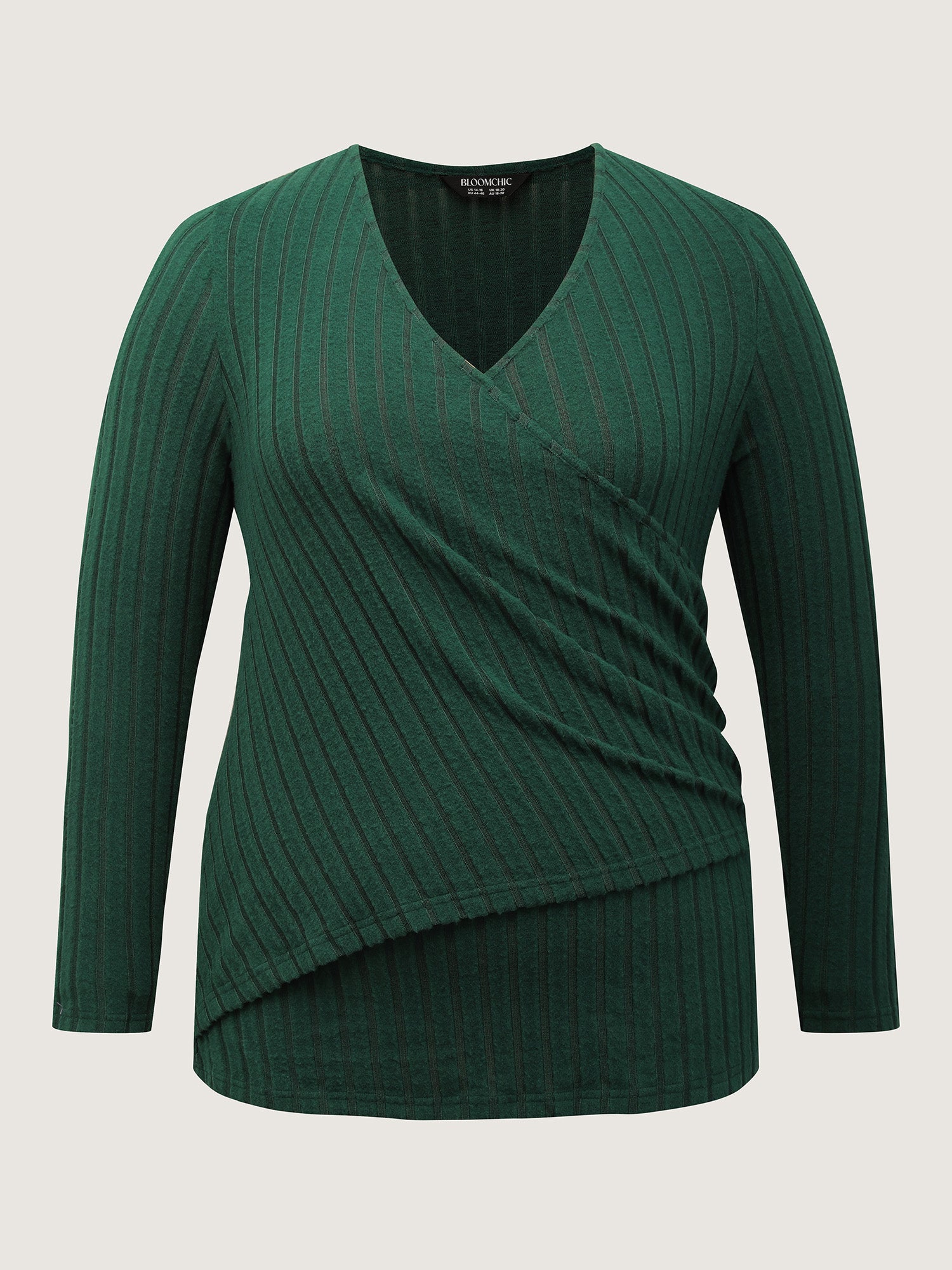 Textured Wrap Button Detail Knit Top