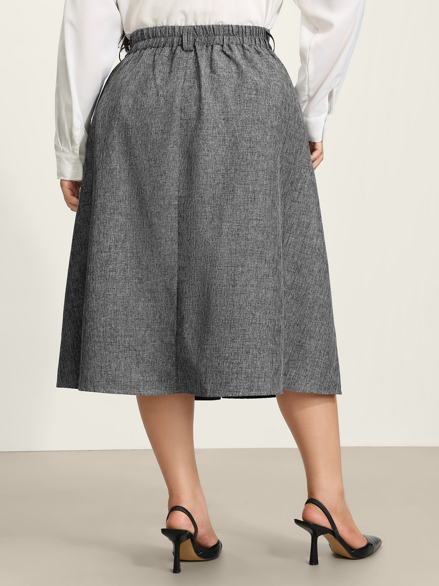 Textured Flared Solid Maxi Skirt