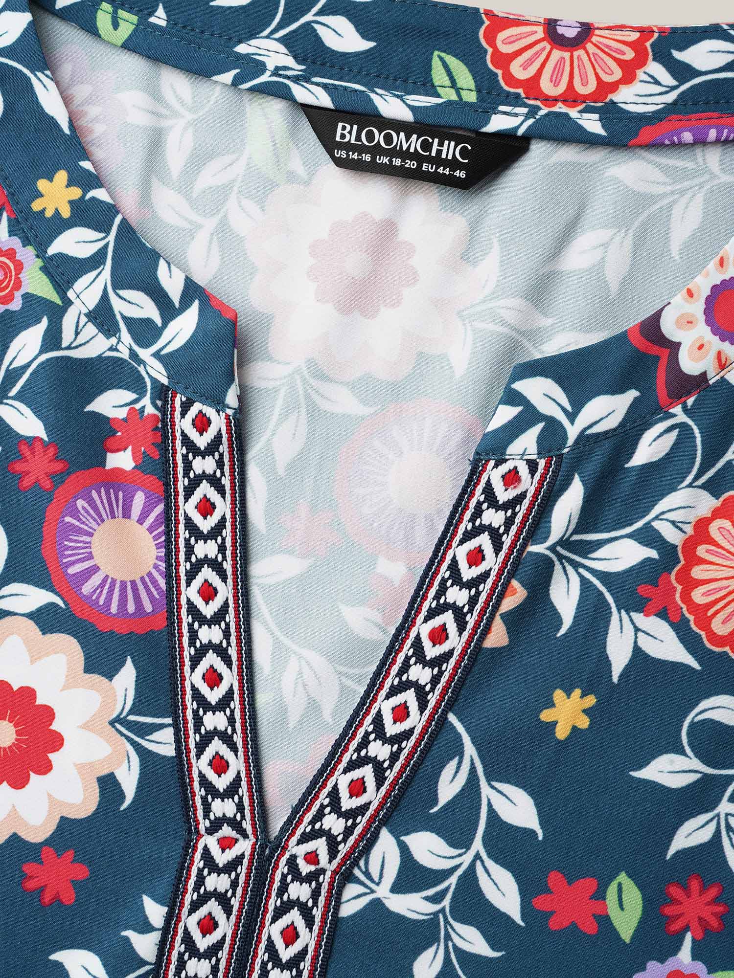 Floral Print Stretchy-Waist Pockets Maxi Dress