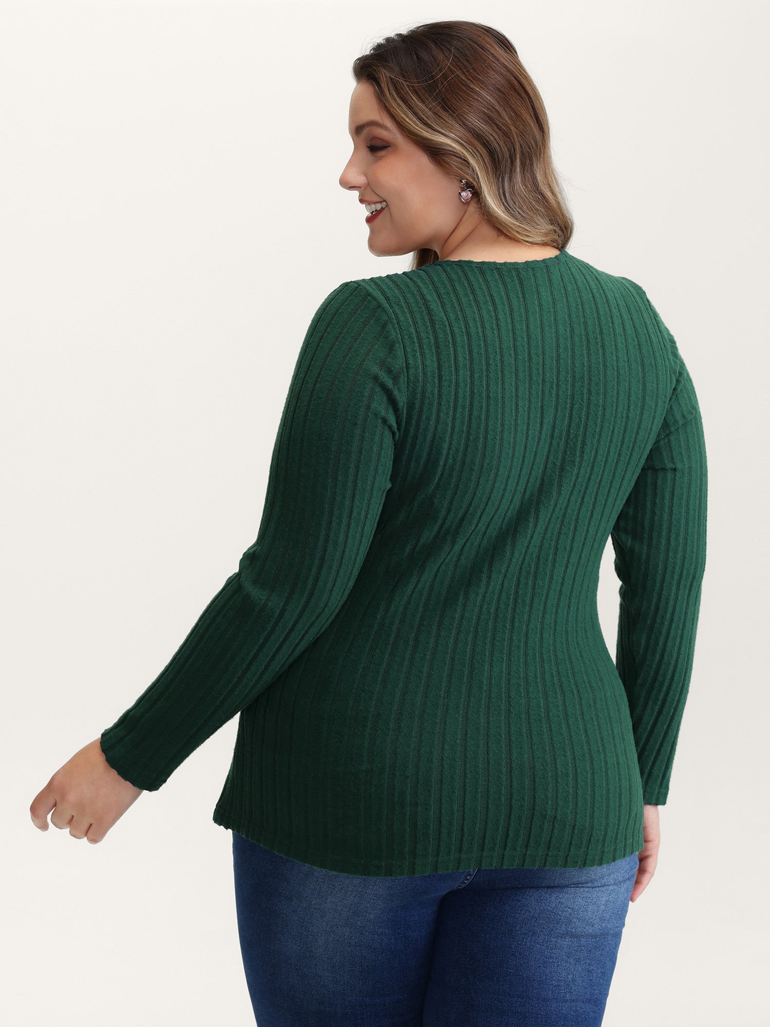 Textured Wrap Button Detail Knit Top