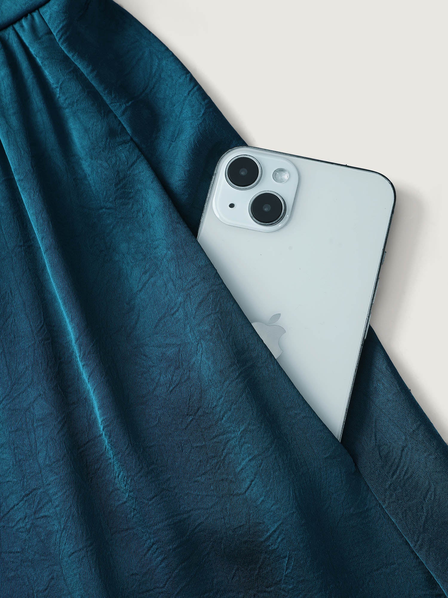 Satin-Like Ruched Sleeve Midi Dress