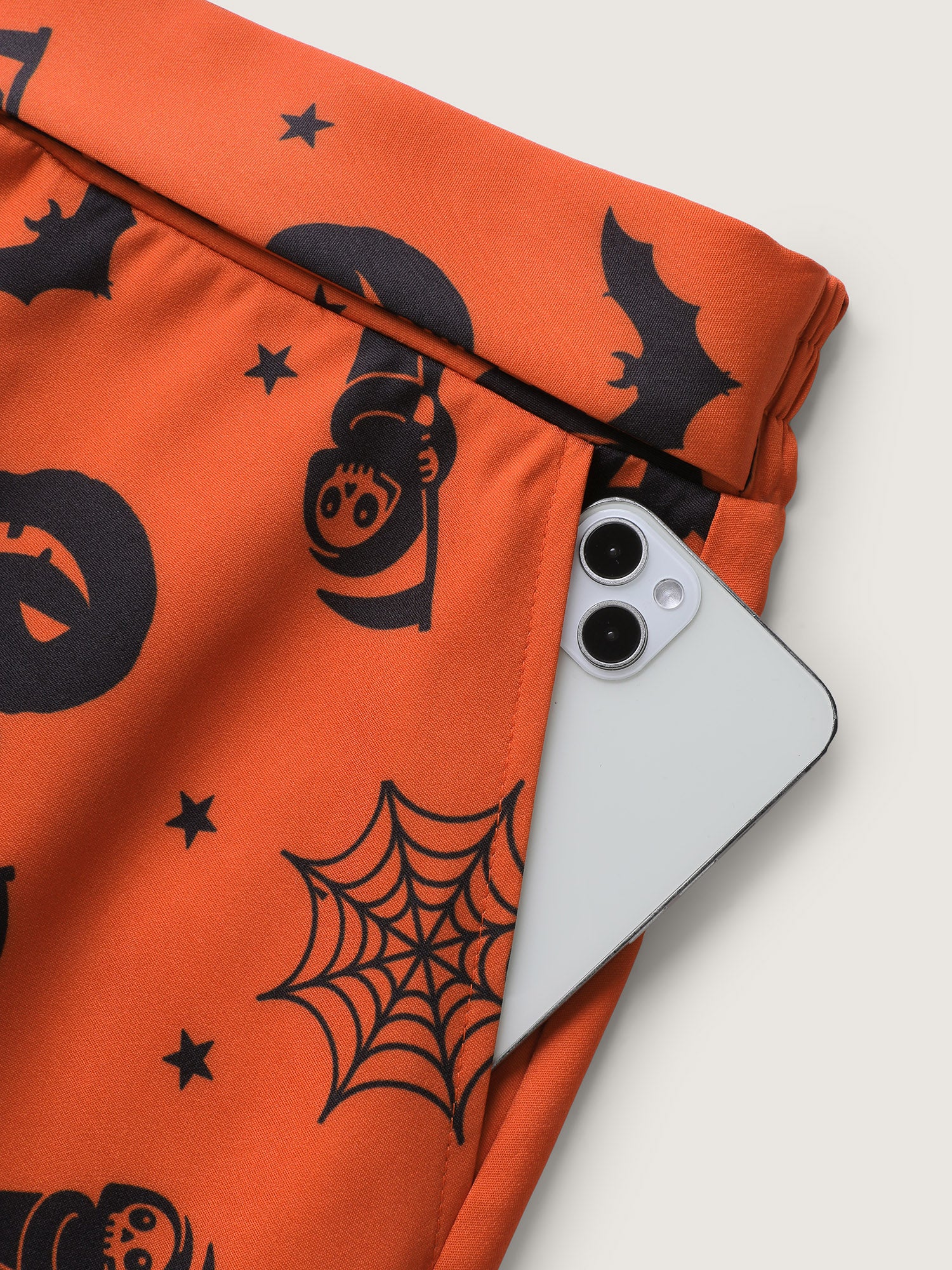 Pumpkin Print Belted Maxi Skirt