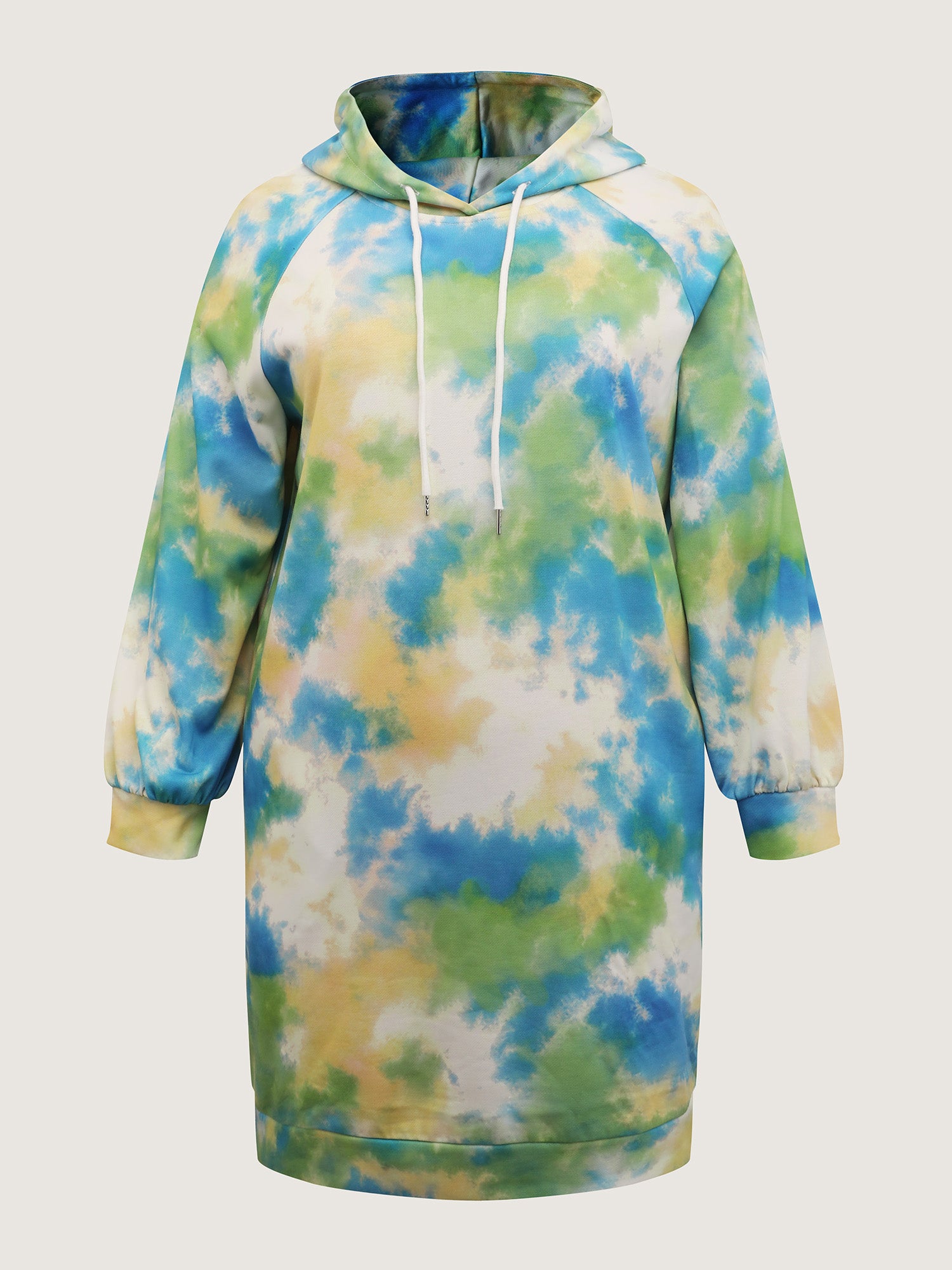 Tie-Dye Pockets Hooded Knee Dress