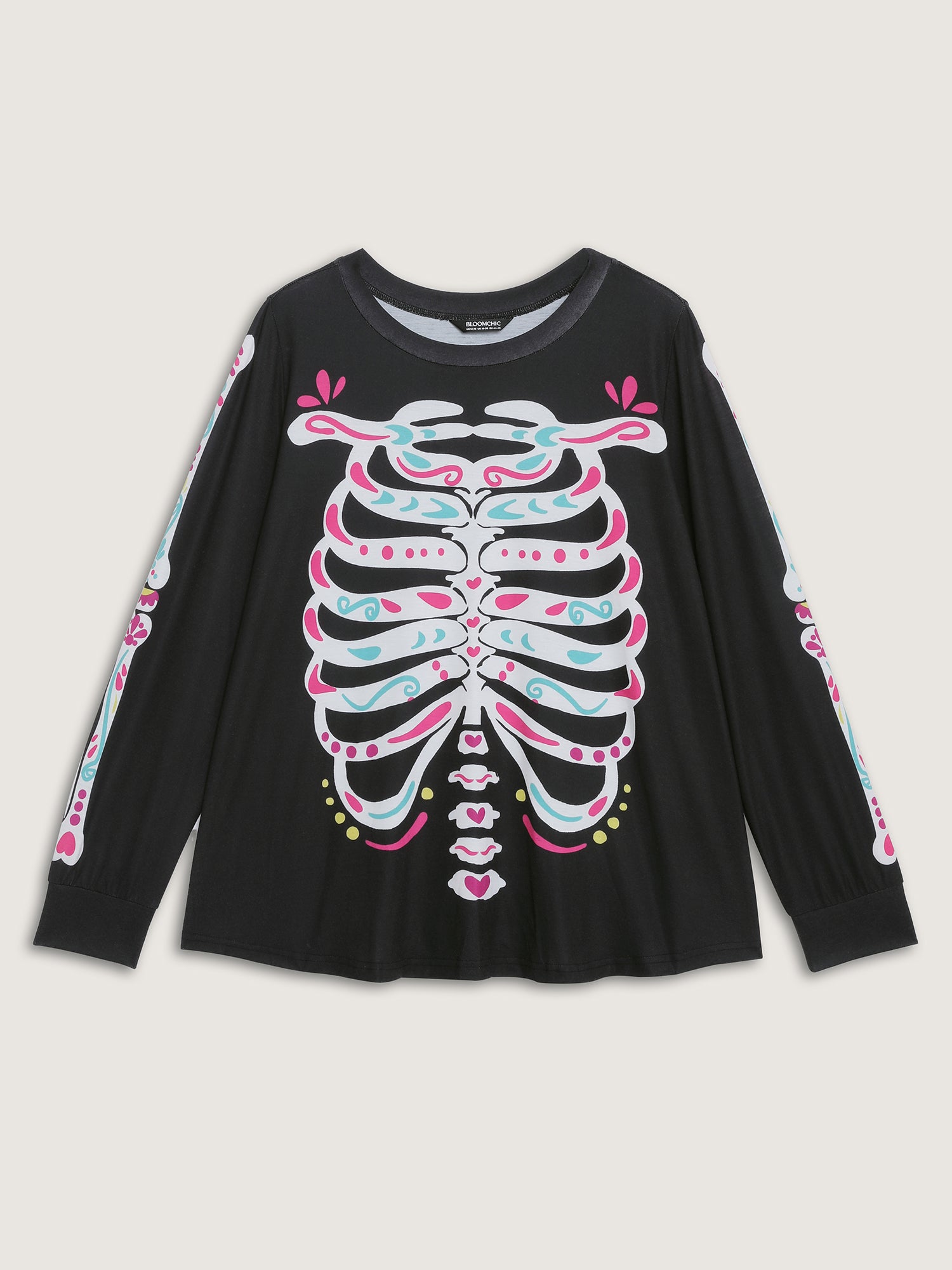 Party Skeleton Print Knit Halloween T-Shirt