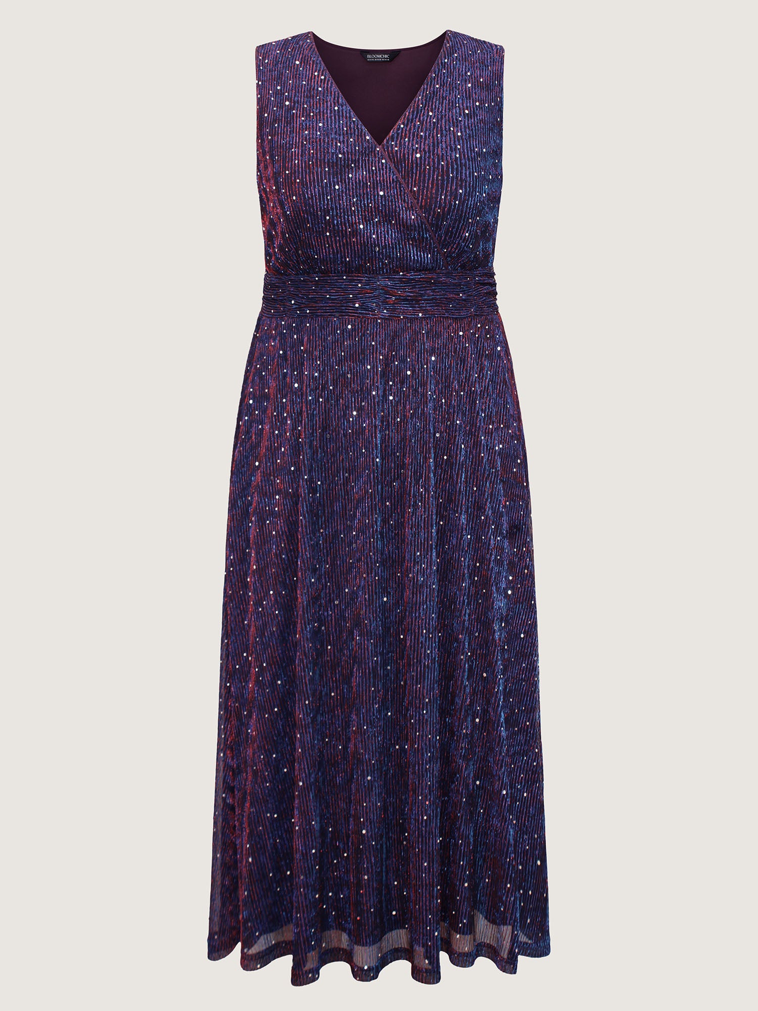 Sequin Surplice Neckline Sleeveless Midi Dress