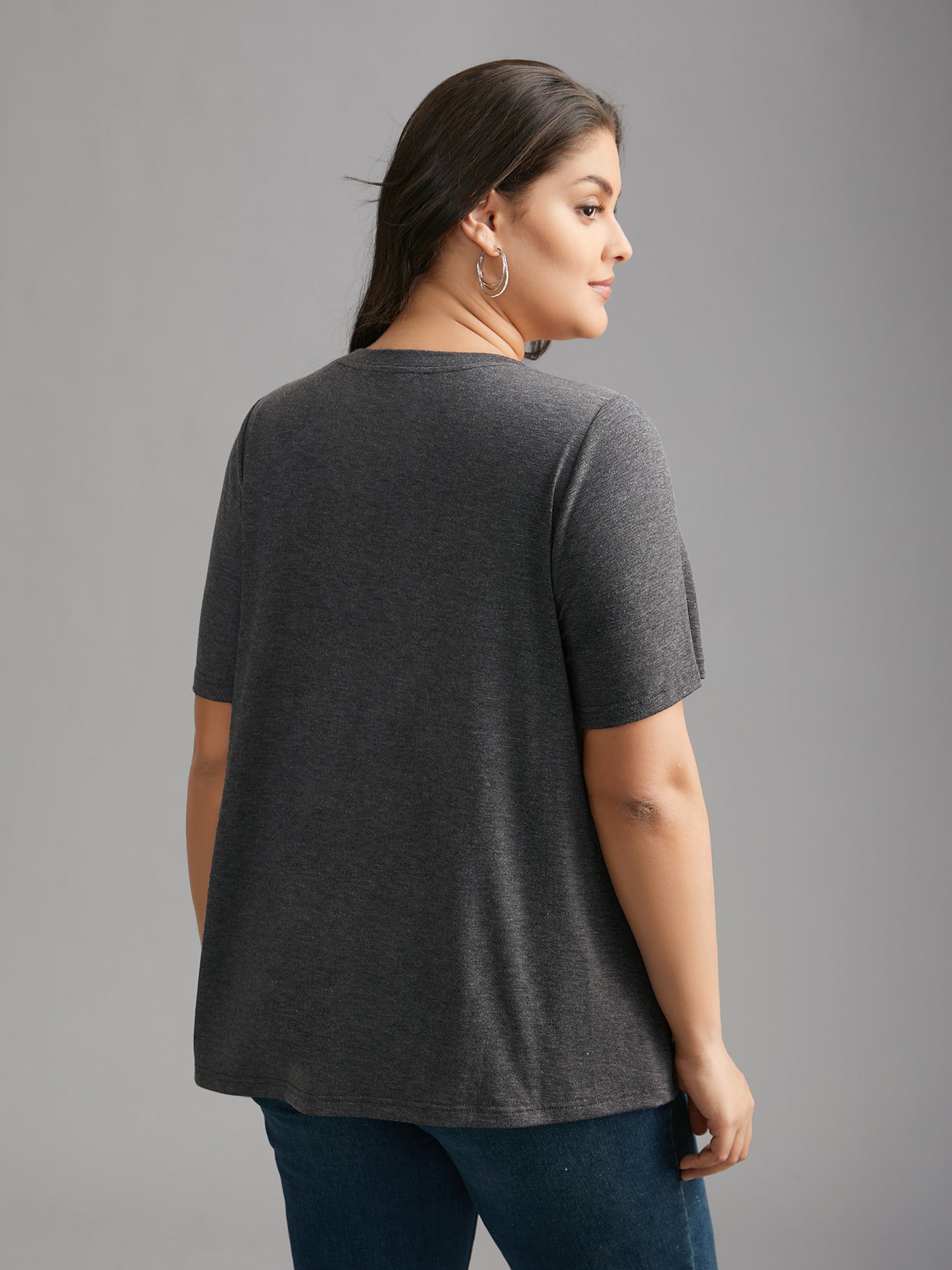 Floral Crew Neck Stretchy T-Shirt