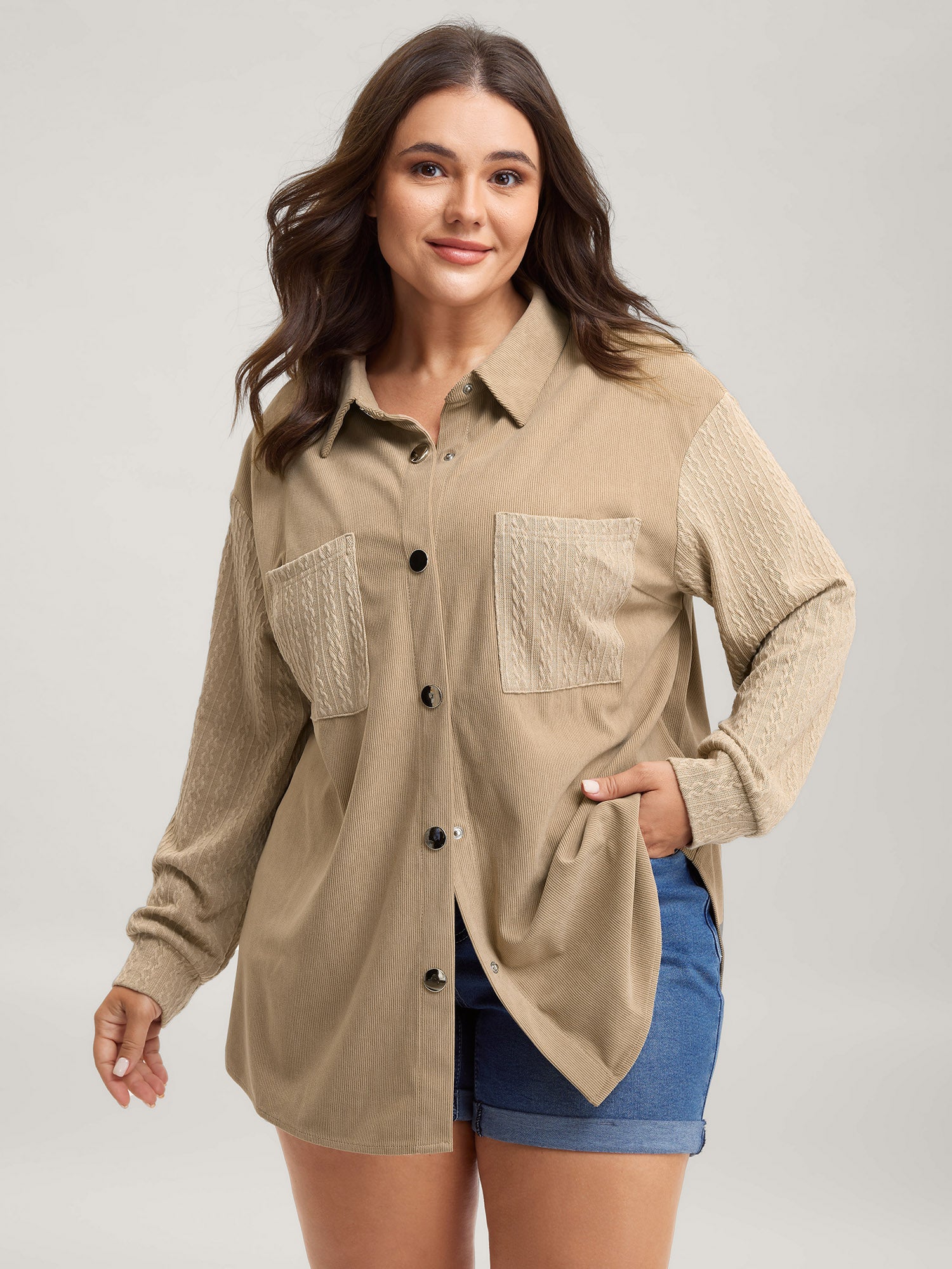 High-Low Hem Color Contrast Jacket