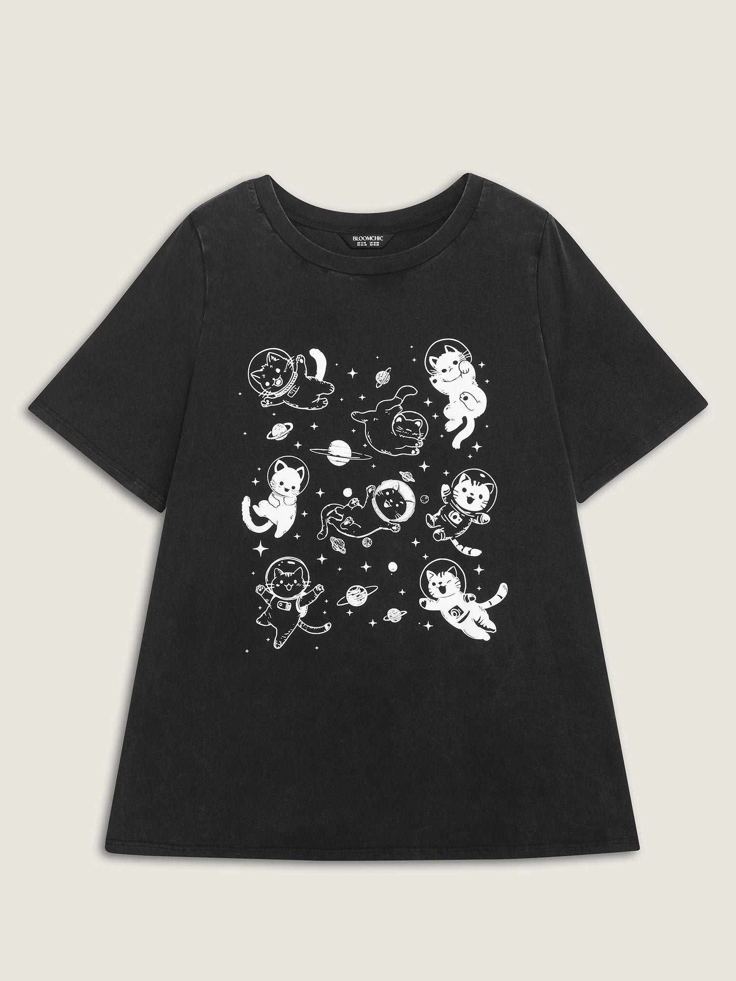 Pure Cotton Astronomer Cat Print T-Shirt