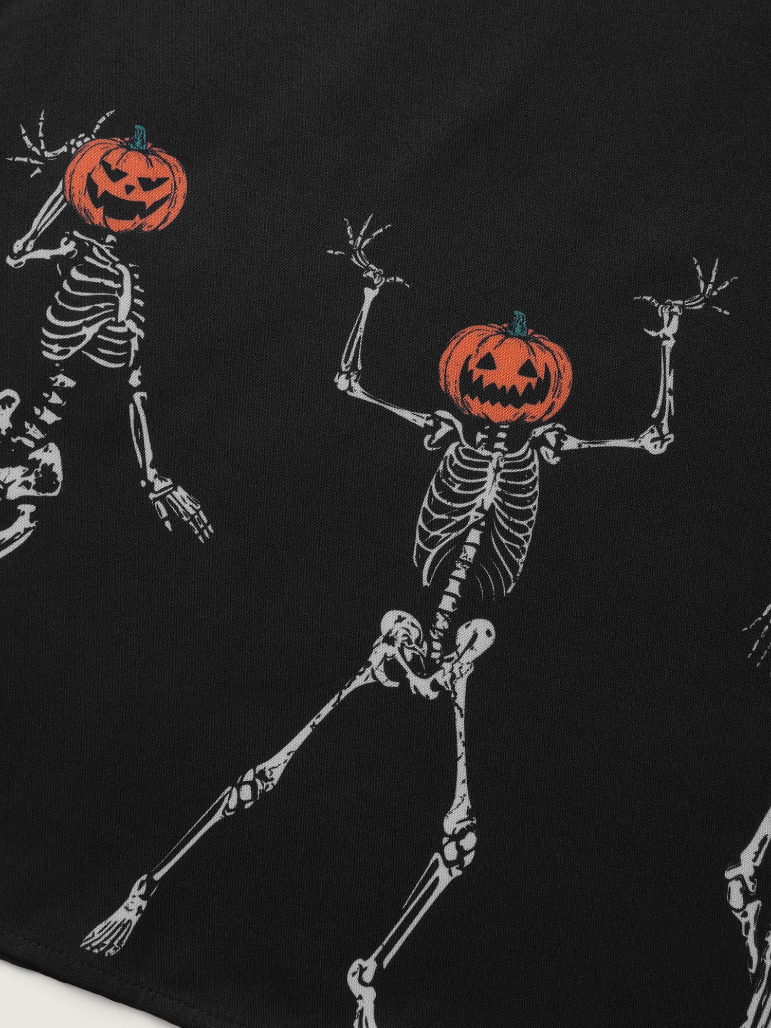 Pumpkin Head Skeleton Print Flared Midi Dress